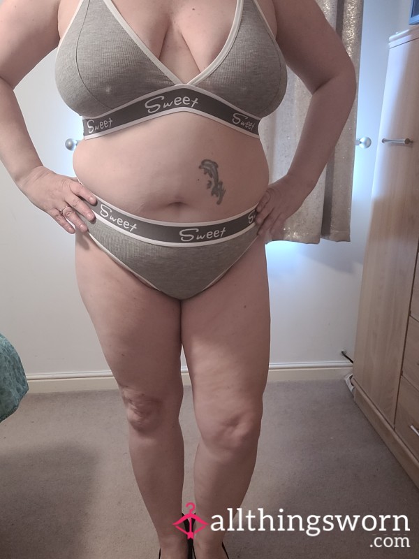 Grey Bra And Thong