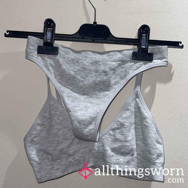 Grey Bralet/ Thong | Sweat Absorbing Gym Wear