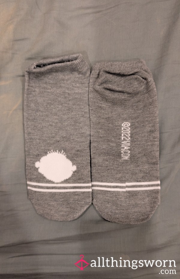 Grey Cartoon Ankle Socks