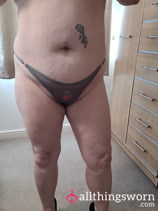 Grey Cherry Thong