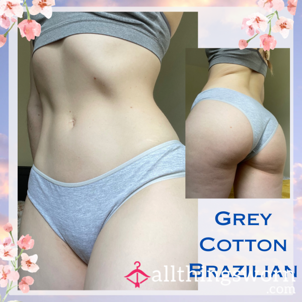 Grey Cotton Brazilian 🩶 Size Small▪️1 Day Wear - £20. Longer Wears And International Shipping Available 🌎