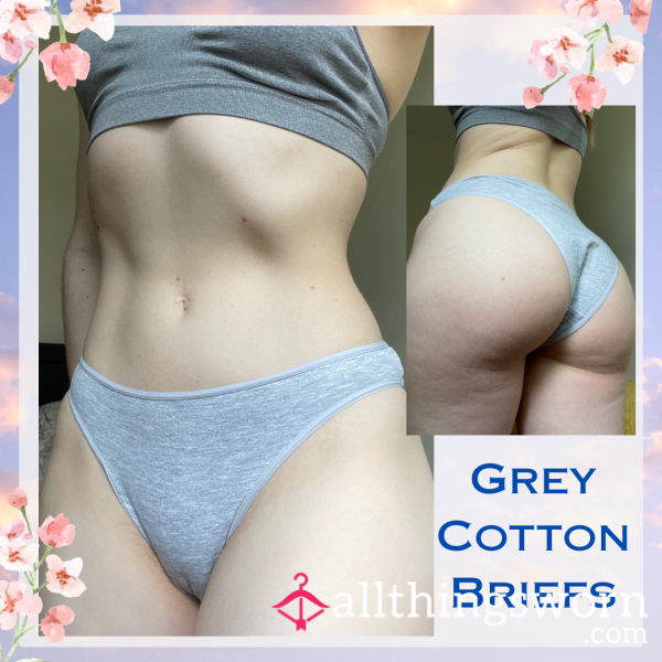 Grey Cotton Briefs 🩶 Size Small▪️1 Day Wear - £20. Longer Wears And International Shipping Available 🌎