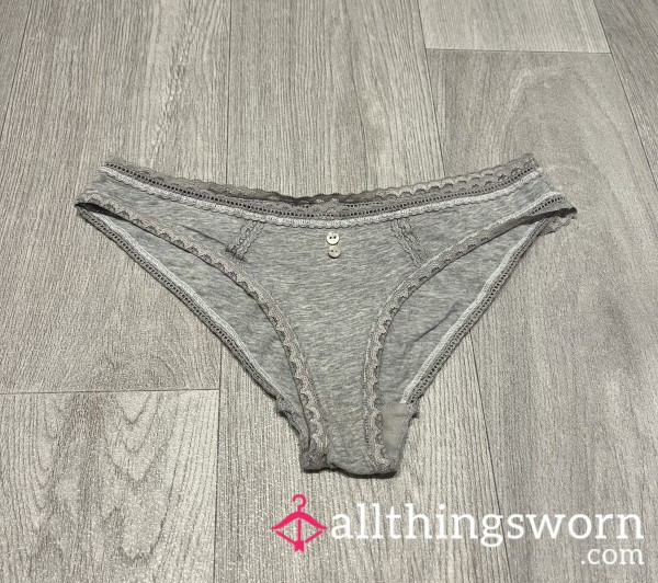 Grey Cotton Mix Worn Panties