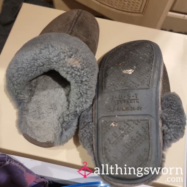 Grey Deflated Slippers