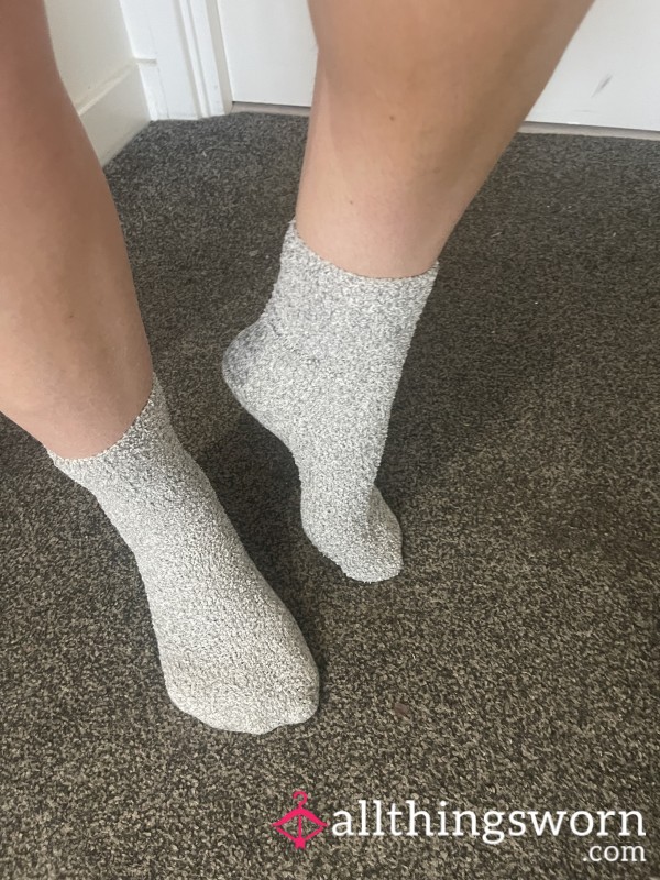 Grey Fluffy Fuzzy Socks 🧦 Worn Regularly In Wellies And Walking Boots 🥾 📦 UK Delivery Included. 🌍 International Shipping Available. 📸 Photo Set Included 🔥