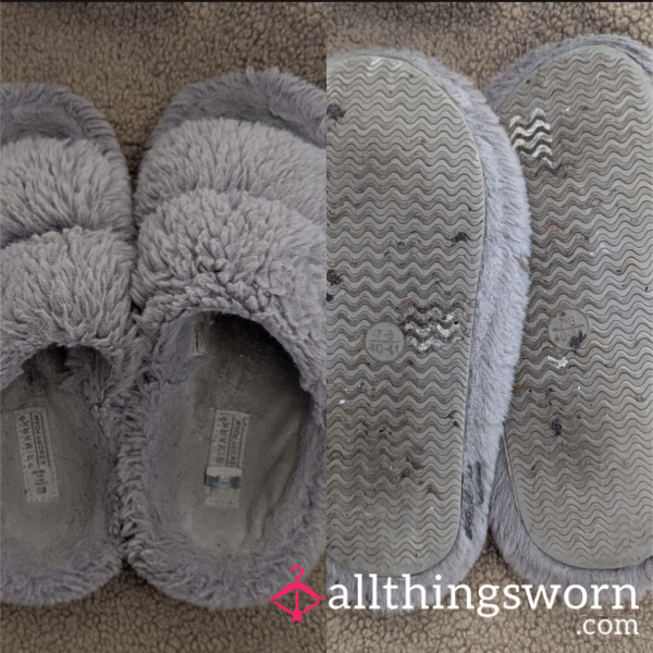 🩶 Grey Fluffy Slippers 🩶