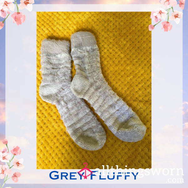 Grey Fluffy Socks 🐭 2 Day Wear + 1 Workout Included - £15 😈 Longer Wears And International Shipping Available 🌍