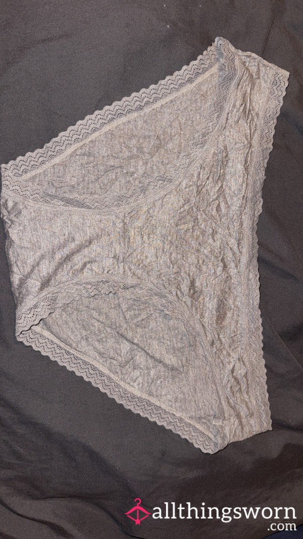 Grey Full Back With Lace Trim
