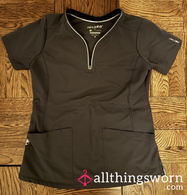 Grey Healing Hands Scrubs Top Size XS