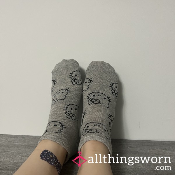 Grey Hello Kitty Ankle Socks Gray