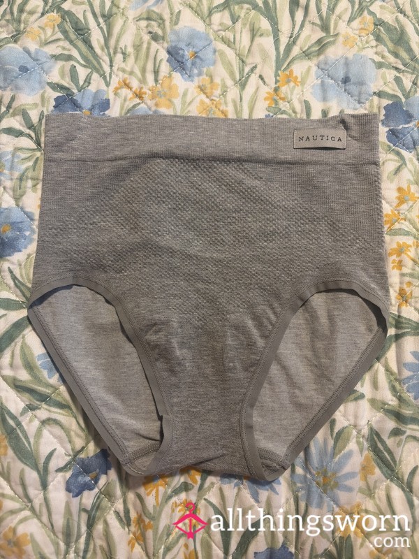 Grey High Waisted Full Back Nylon Panties
