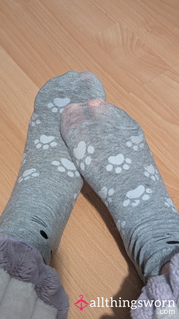 Grey Kitty Socks
