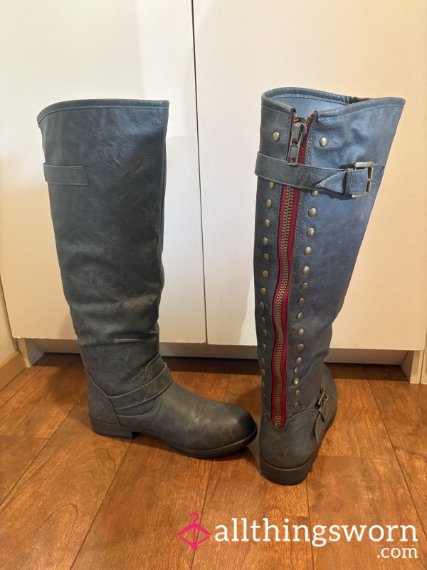 Grey Knee-high Boots