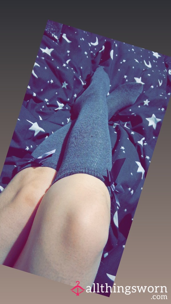 🥵grey Knee High Socks With Bow🥵