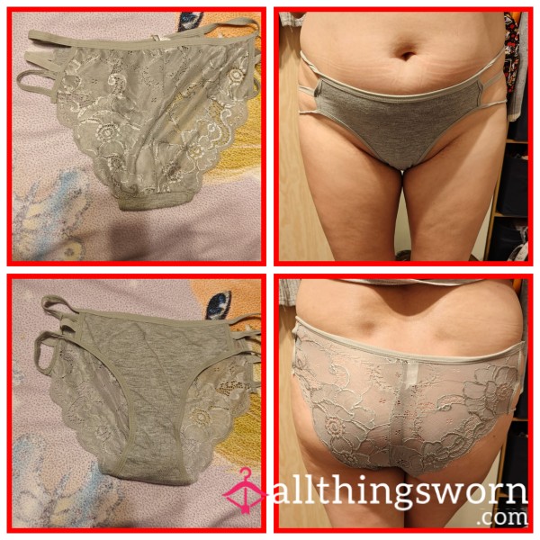 Grey Lace Back Cotton Front Knickers