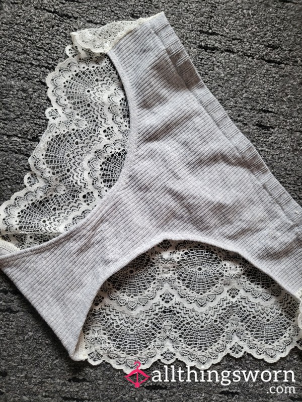 Grey Lace Back Panties
