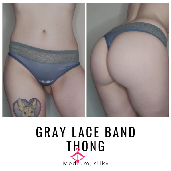 GREY LACE BAND THONG