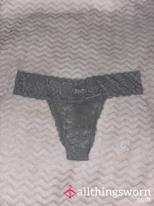 Grey Lace Thong