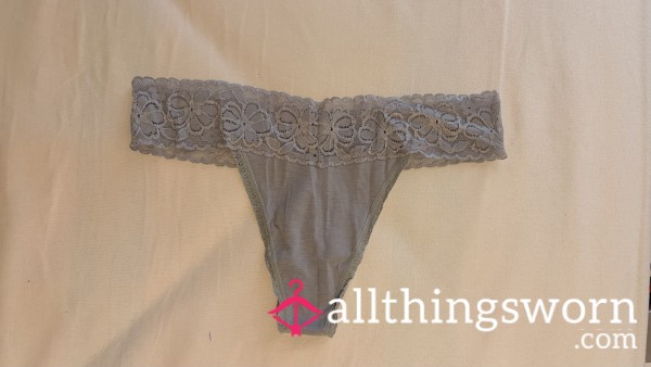 Grey Lace Thong