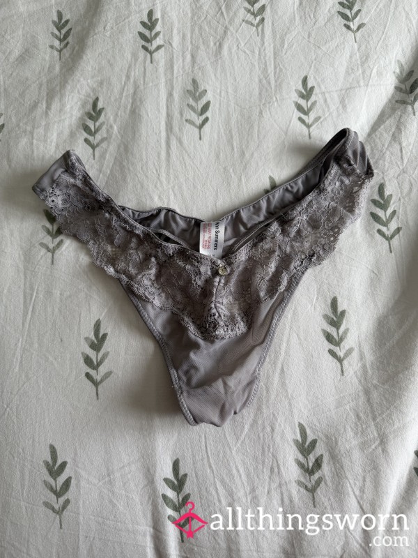 Grey Lace Thongs