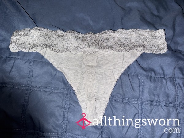 Grey Laced Thong