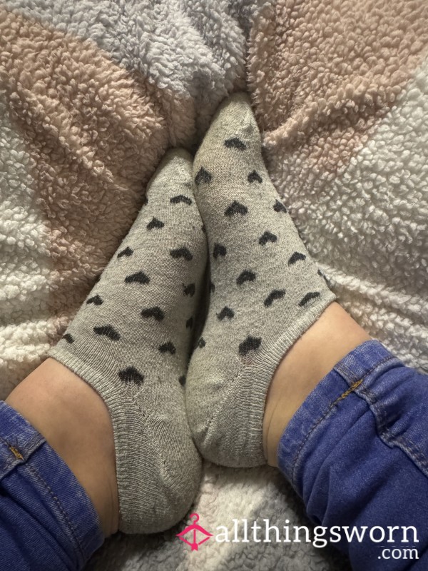 Grey Love Heart Socks