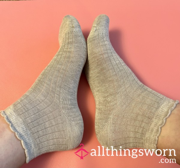 Grey M&S Ankle Socks Worn For 24 Hours