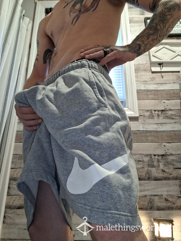 Grey Nike Sweat Shorts (Large)