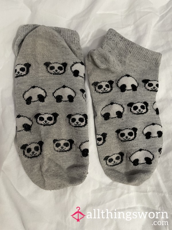 Grey Panda Ankle Socks