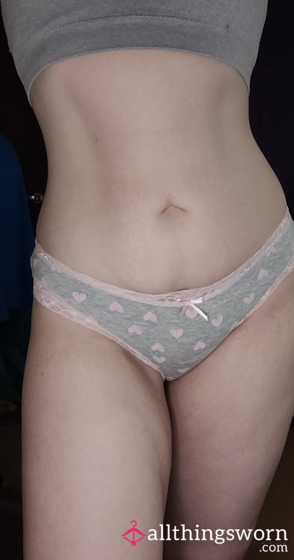 Grey Panties With Baby Pink Hearts 💕