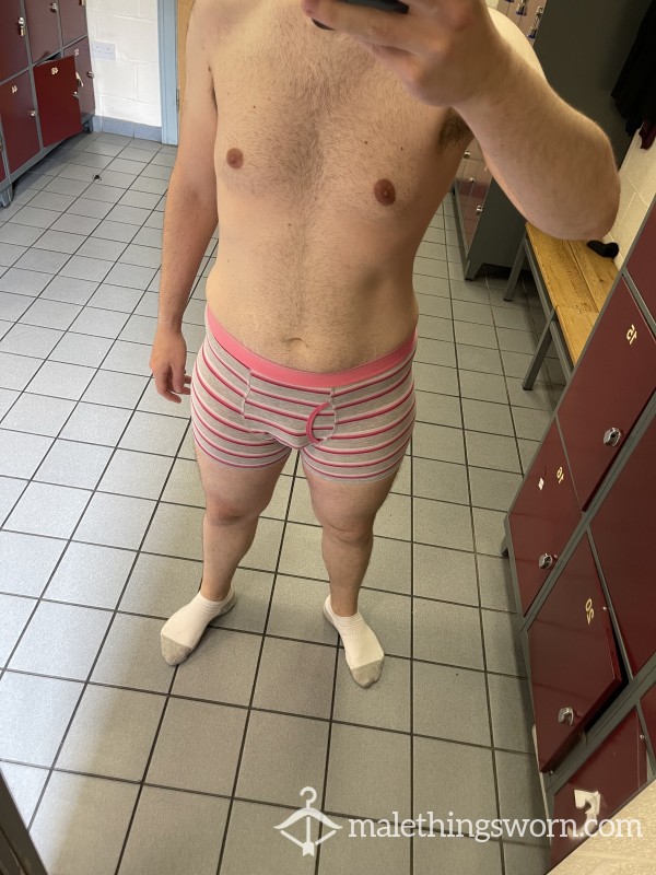 Grey - Pink Stripe Trunks