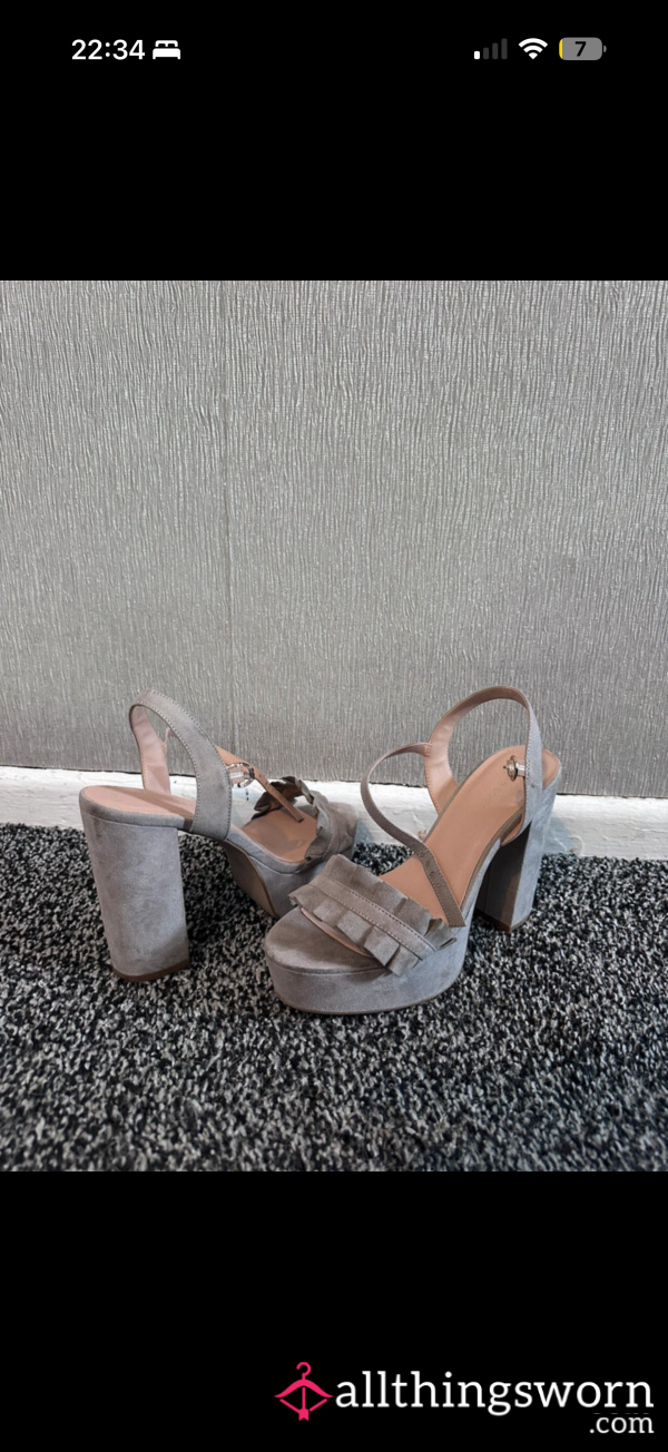 Grey Platform Block Heels 👠 UK Size 7