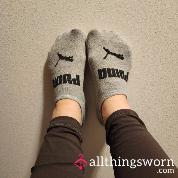 Grey Puma No-Show Socks