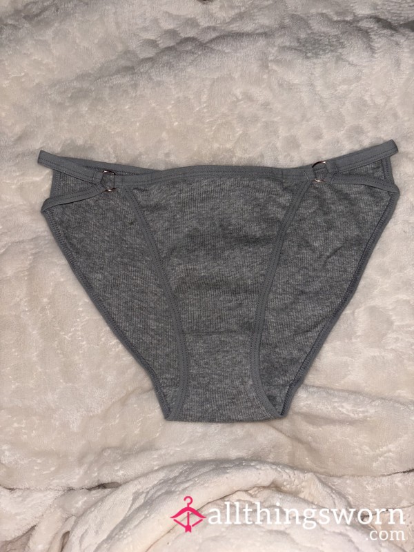 Grey Ribbed Bikini Panties
