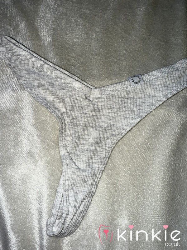 Grey Ribbed Thong