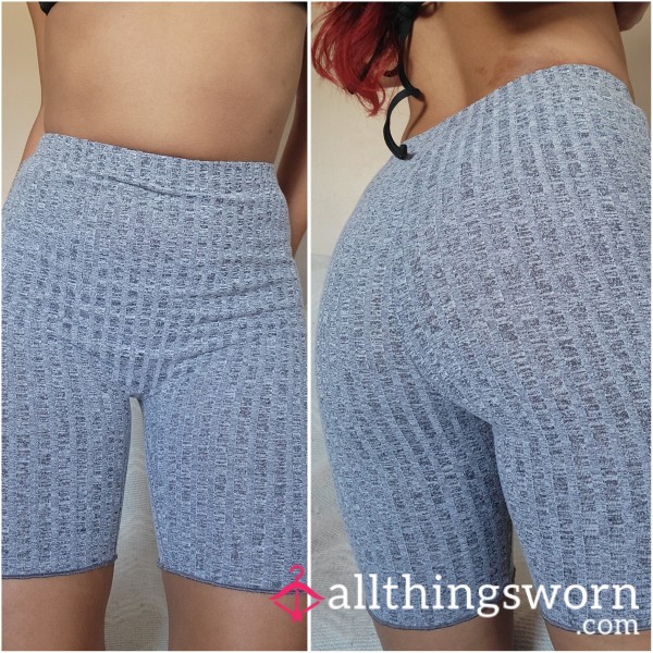 Grey Ribbed Workout Shorts