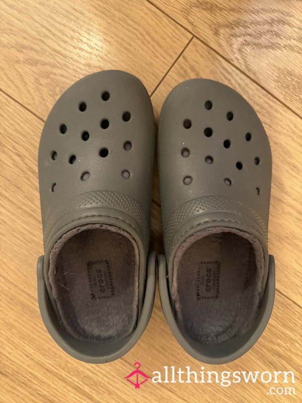 Grey Size 5 Smelly Lined Crocs