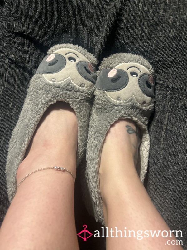 Grey Sloth Designed Slippers
