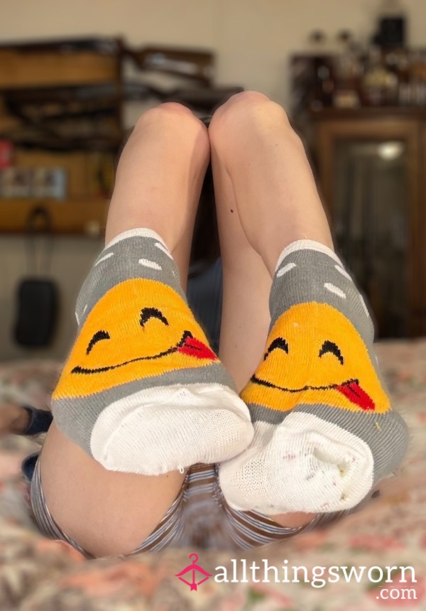 Grey Smiley Face Socks