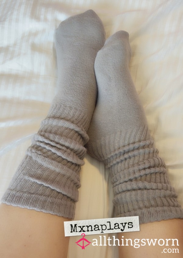 Grey Smooth Scrunch Socks