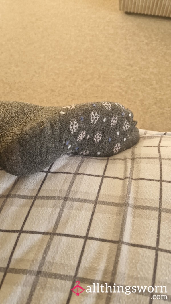 Grey Snowflake Socks
