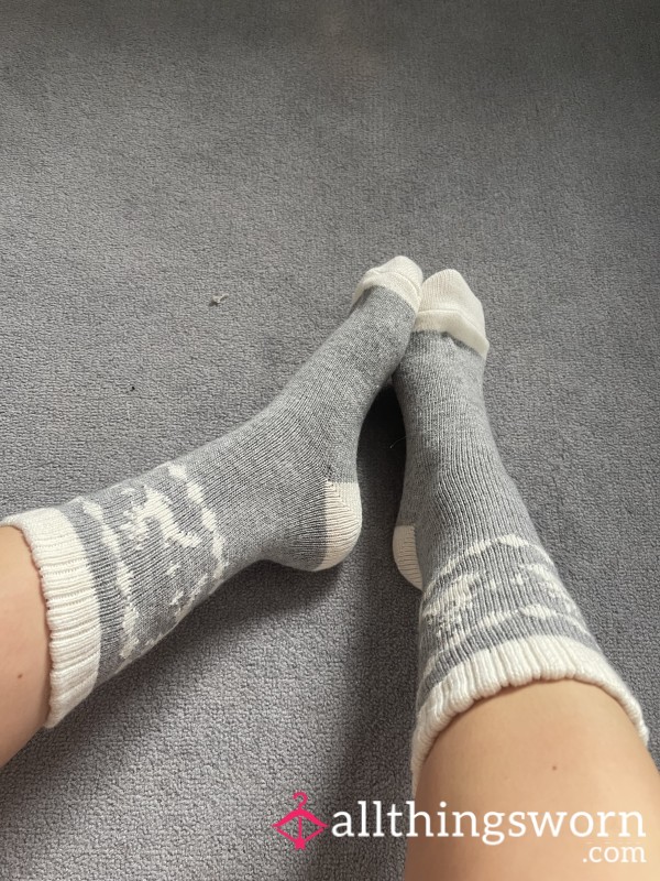 Grey Snowflake Socks