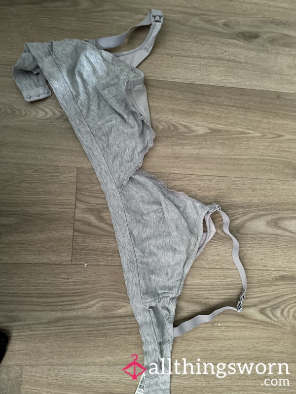 Grey Soft Feeding Bra With Clasps