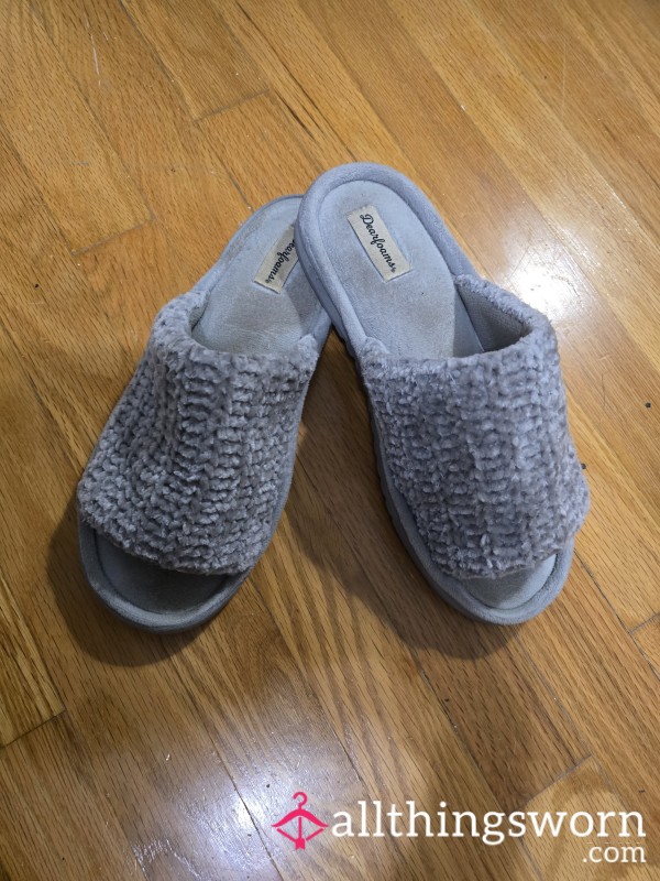 Grey Soft Knit Slippers