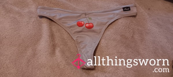 Grey Spandex Cherries 🍒 Thong- Size L