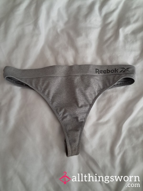 Worn Grey Sports Thong - 24 Hours