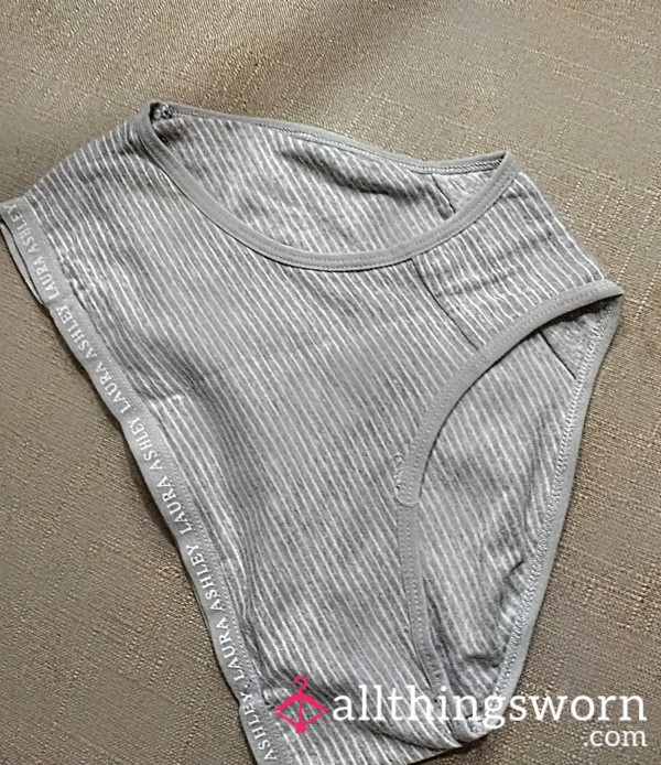 Grey Striped Cotton Pair Of Panties