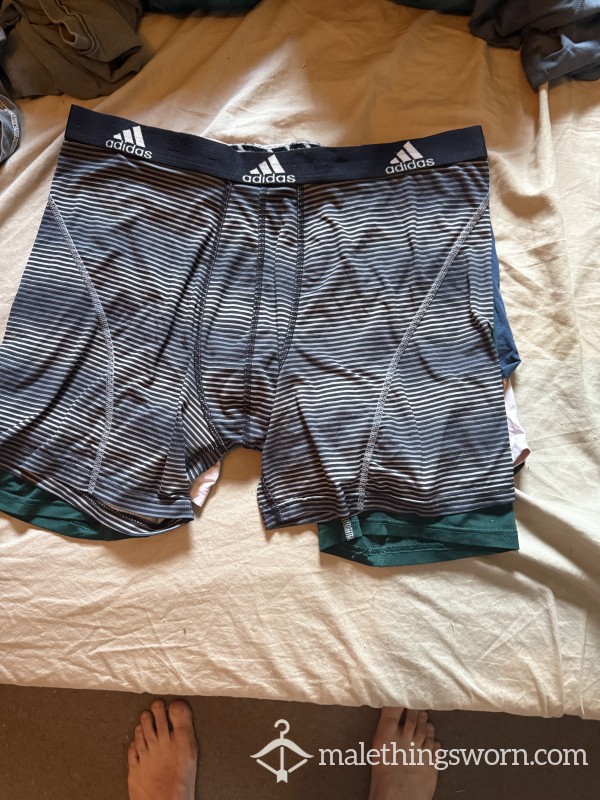 Grey Striped Lycra Adidas Boxer Briefs