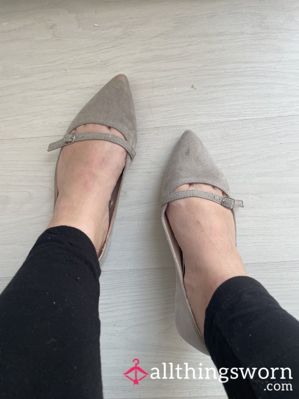 Grey Suede Ballet Flats