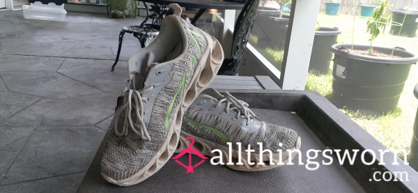 Grey Tennis Shoes Well Worn During Bar Shifts Over The Past Year